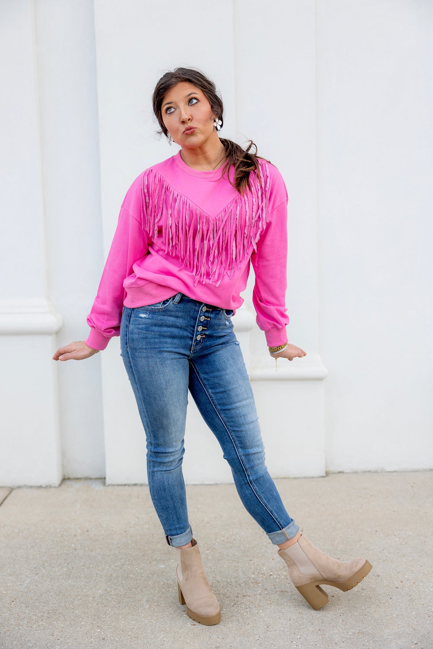 Just Because Fringe Crewneck