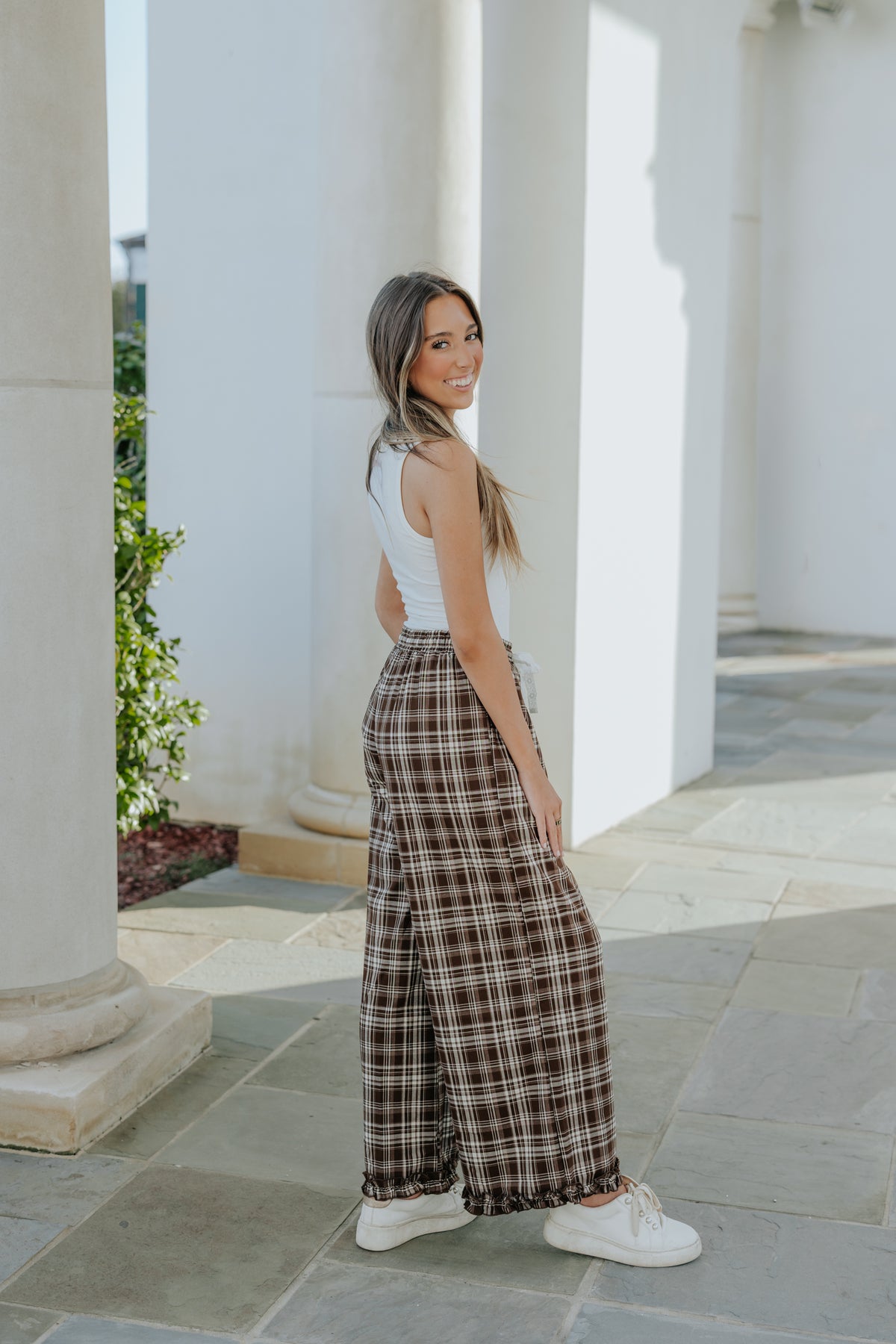 Now Boarding Plaid Wide Leg Pants
