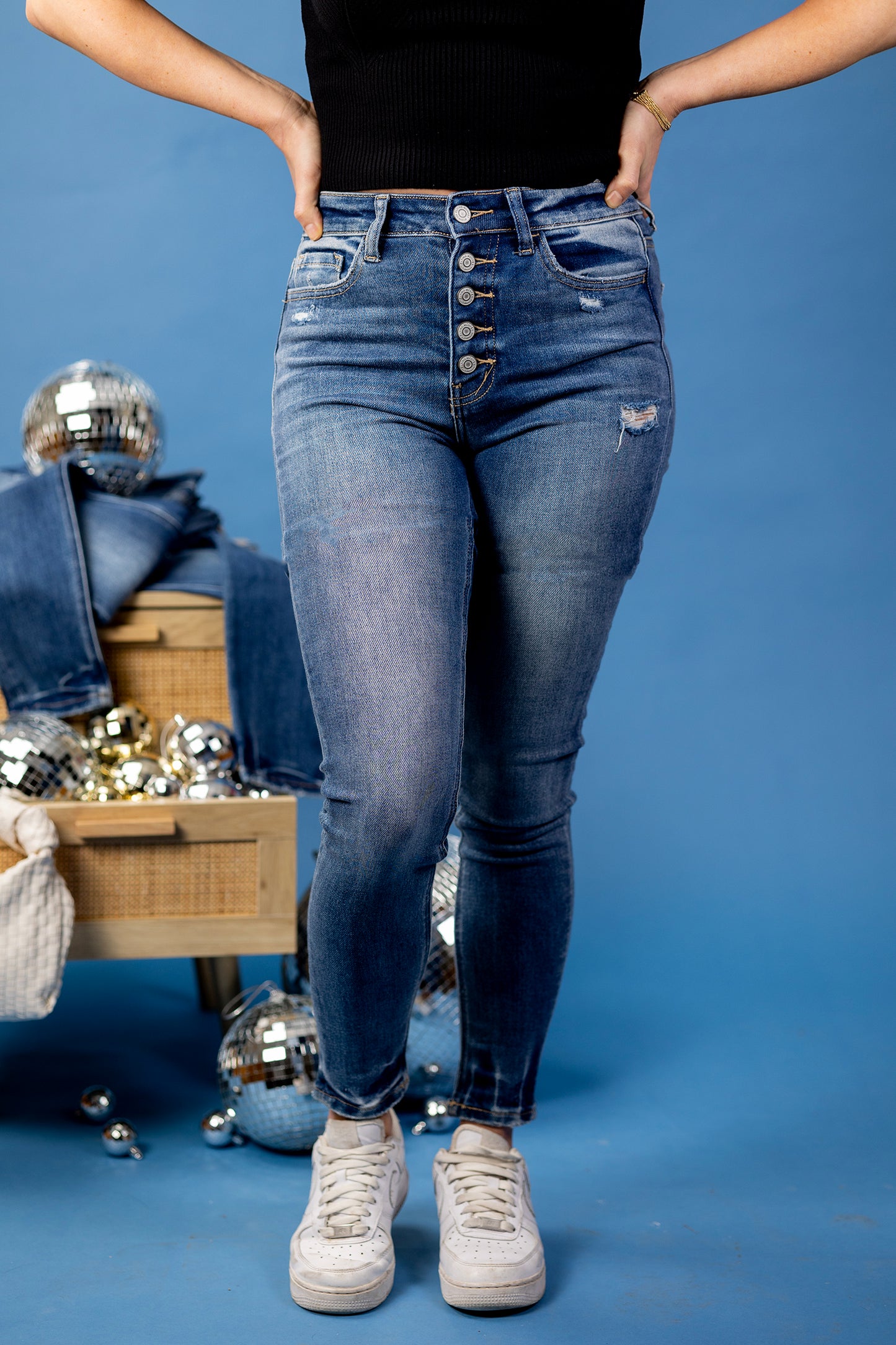 Big Deal Button Up Ankle Skinny Jeans