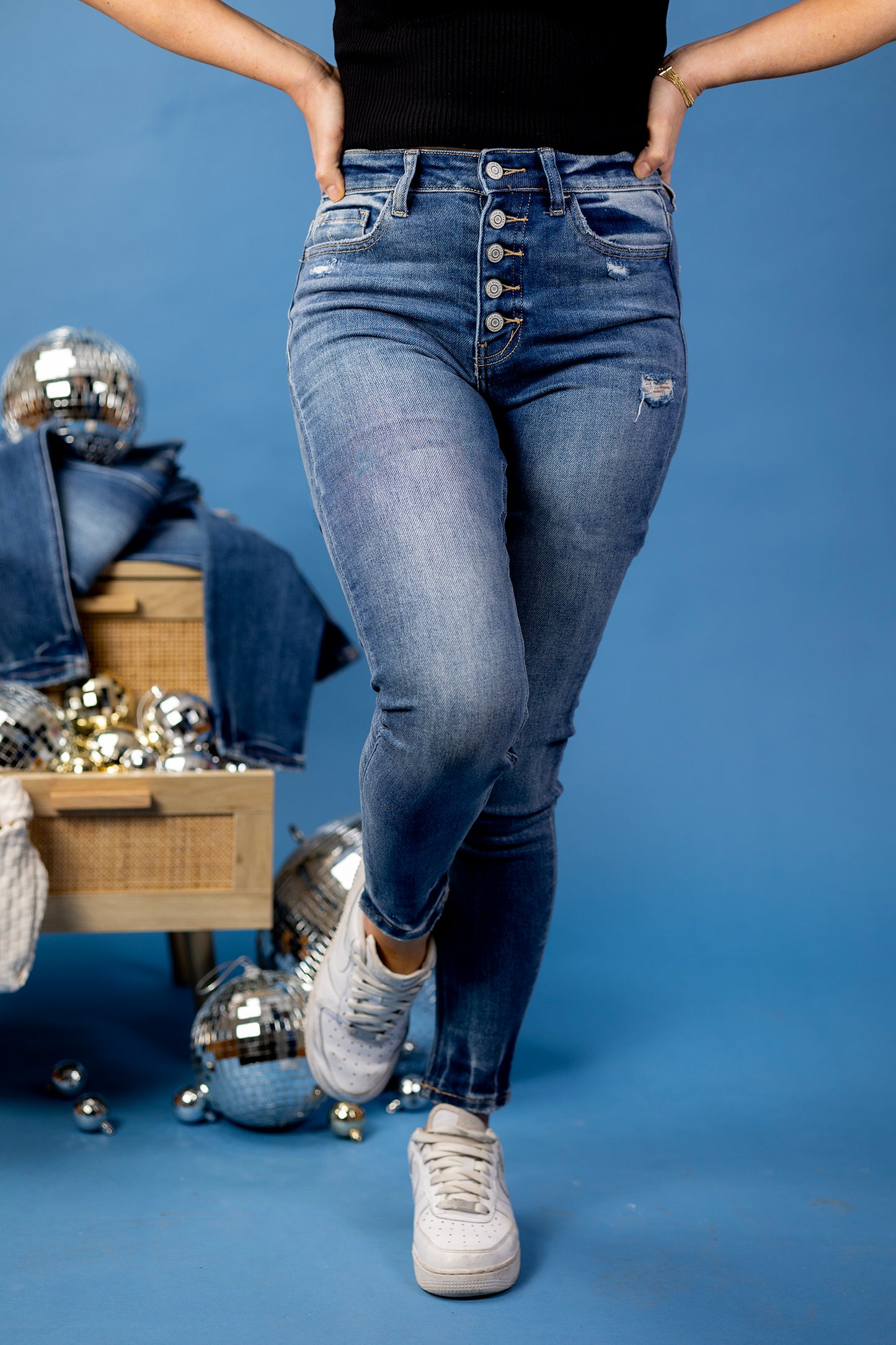 Big Deal Button Up Ankle Skinny Jeans