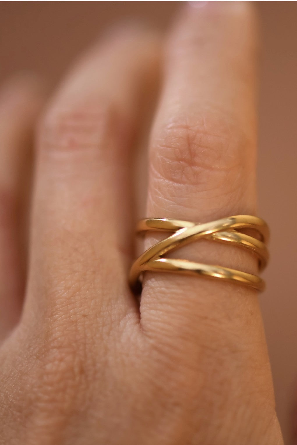 Crossed Non Tarnish Adjustable Ring