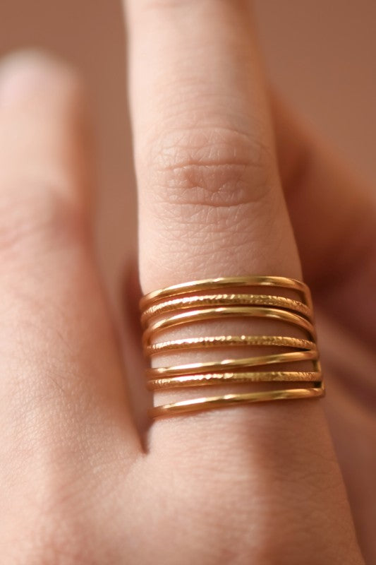 Stacked Non Tarnish Adjustable Ring