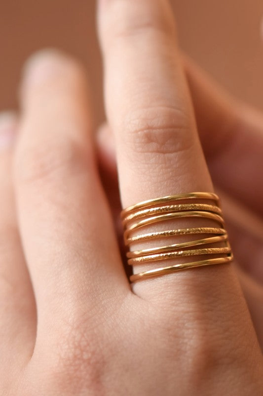 Stacked Non Tarnish Adjustable Ring