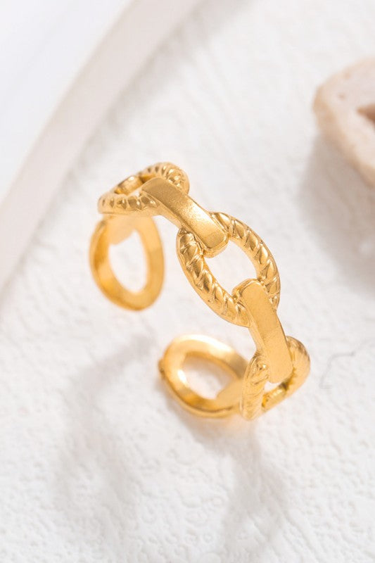 Linked Non Tarnish Adjustable Ring