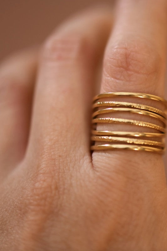Stacked Non Tarnish Adjustable Ring