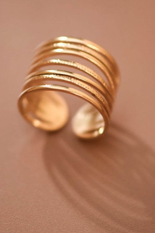 Stacked Non Tarnish Adjustable Ring