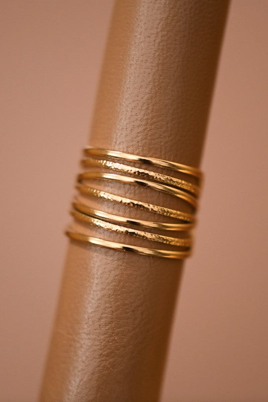 Stacked Non Tarnish Adjustable Ring