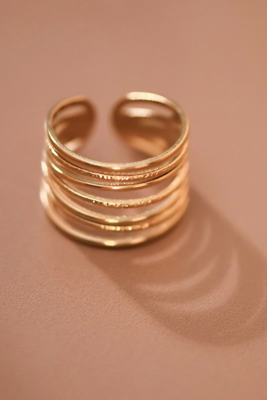 Stacked Non Tarnish Adjustable Ring