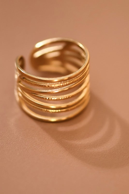 Stacked Non Tarnish Adjustable Ring