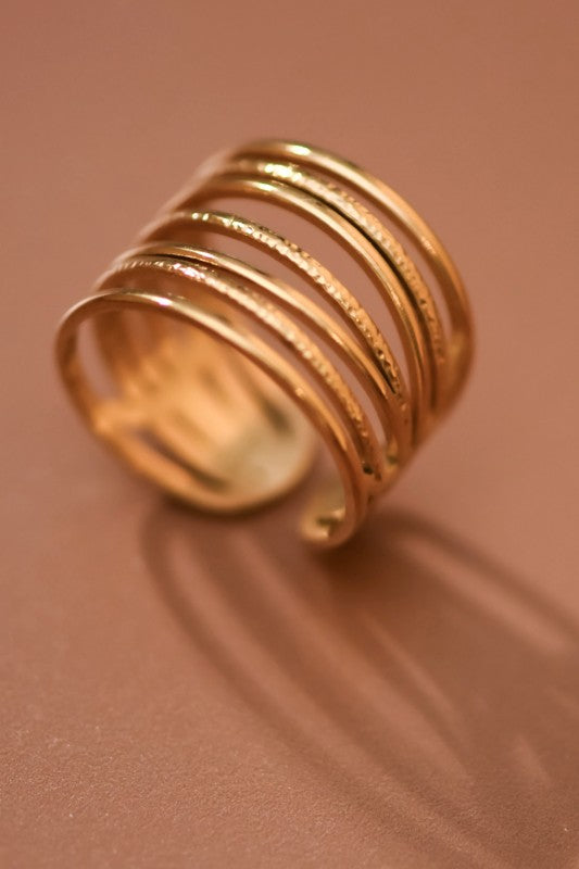 Stacked Non Tarnish Adjustable Ring