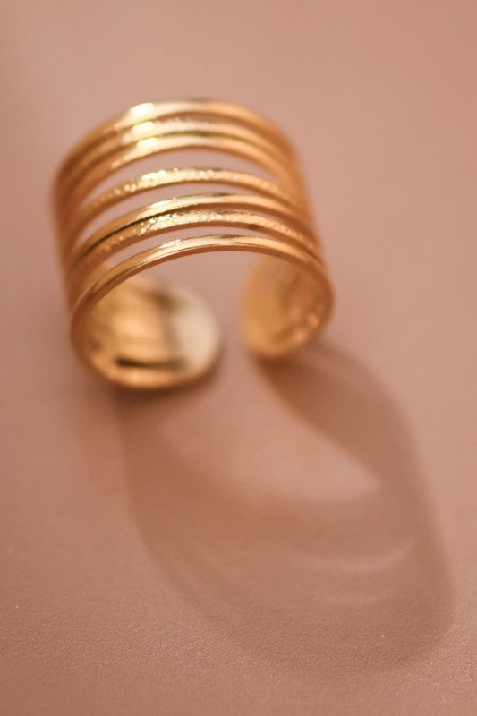 Stacked Non Tarnish Adjustable Ring