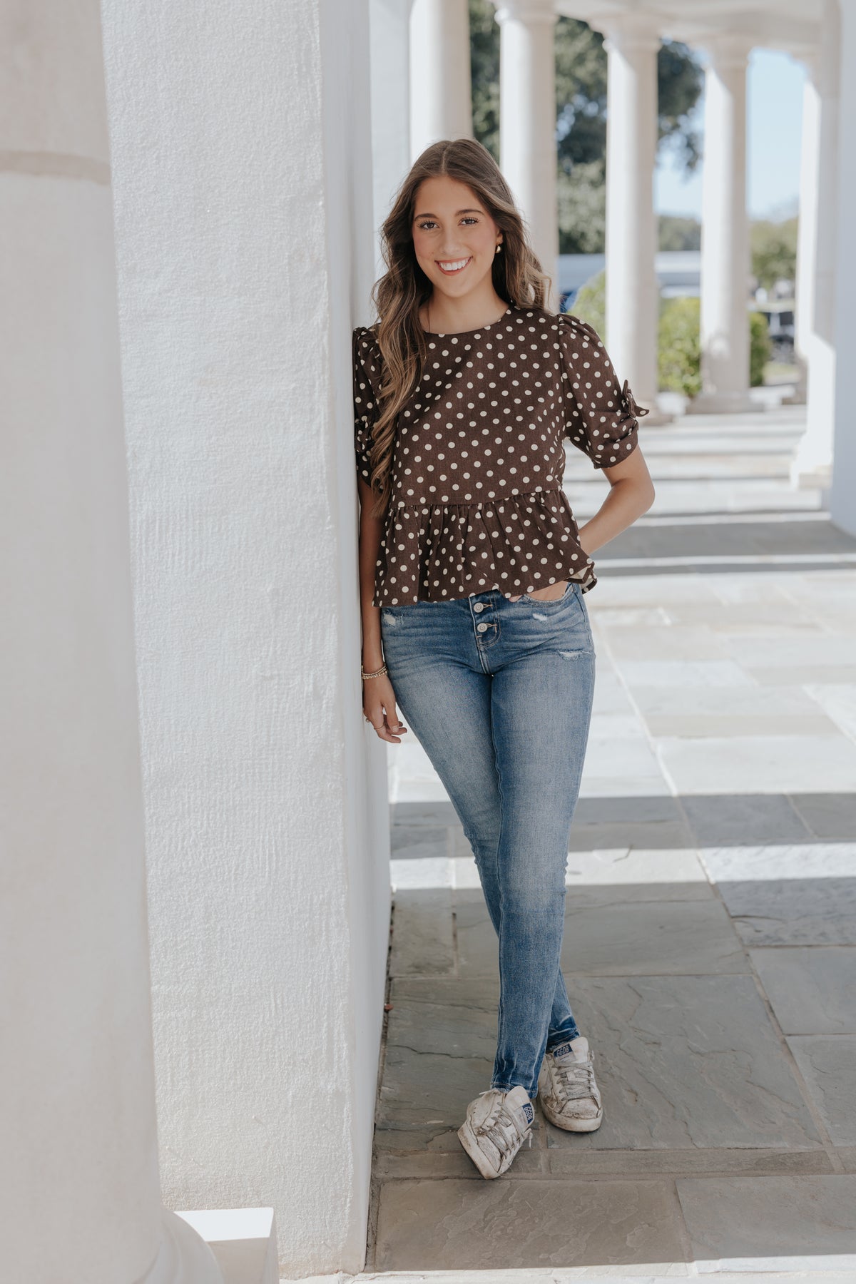 Live in the Present Denim Peplum Top