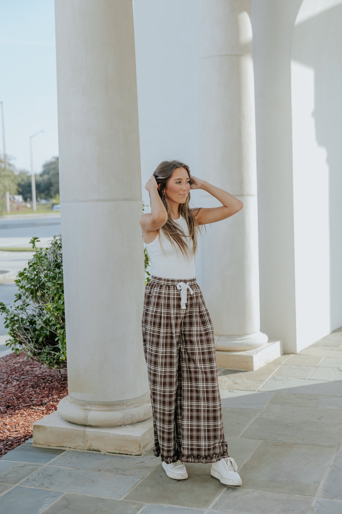 Now Boarding Plaid Wide Leg Pants