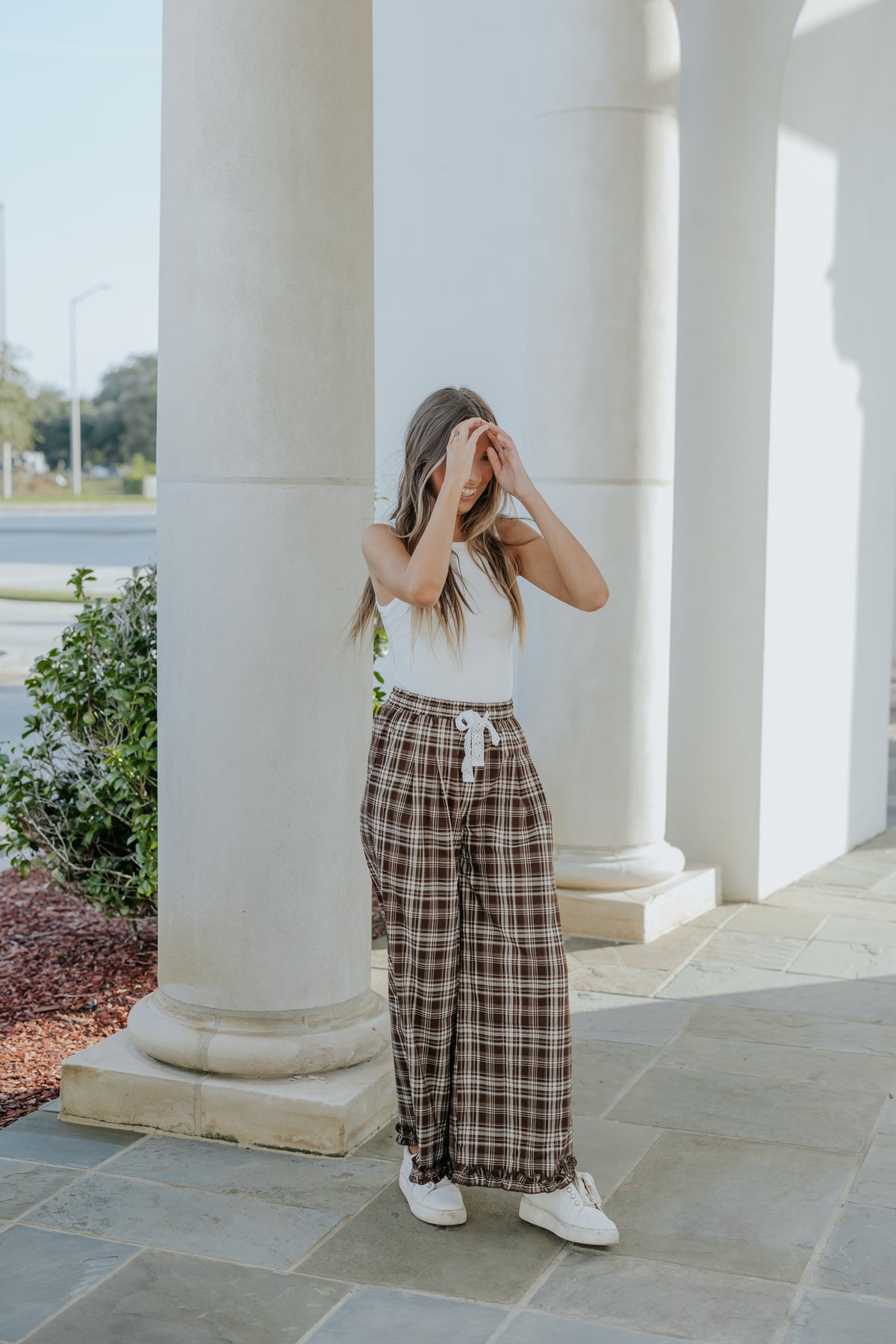 Now Boarding Plaid Wide Leg Pants