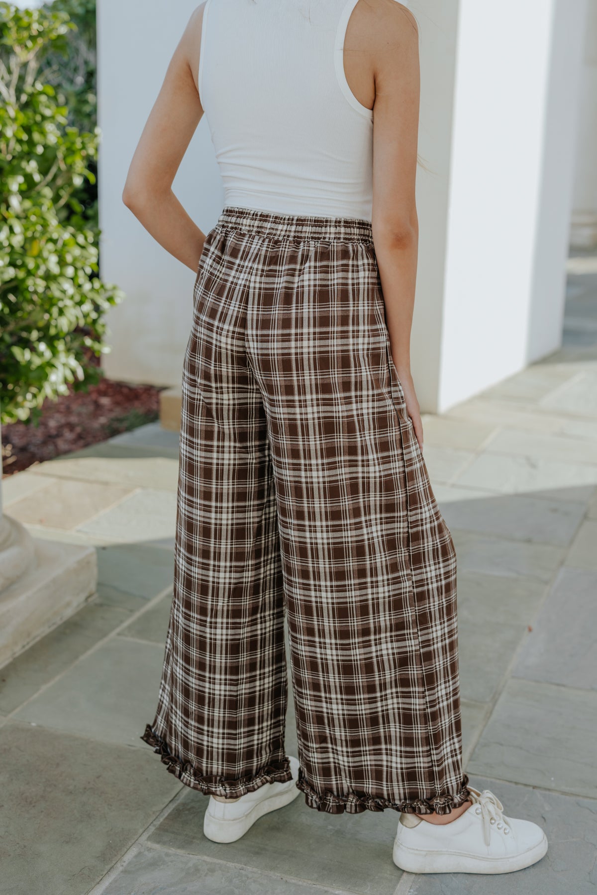 Now Boarding Plaid Wide Leg Pants