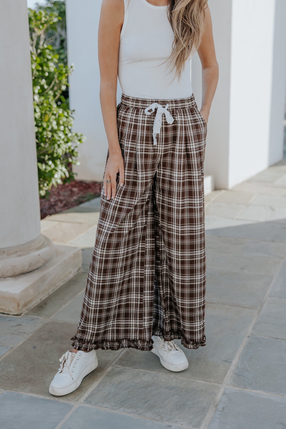 Now Boarding Plaid Wide Leg Pants