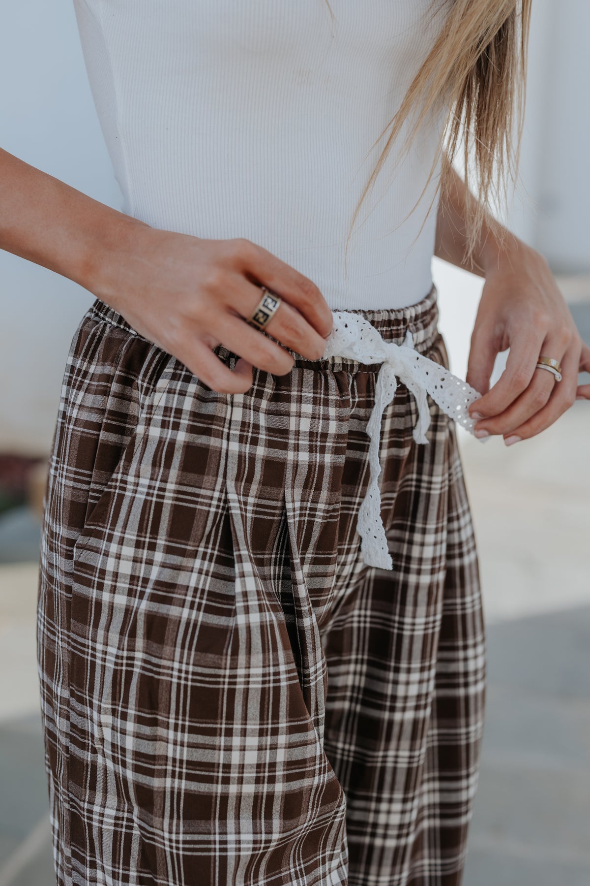 Now Boarding Plaid Wide Leg Pants