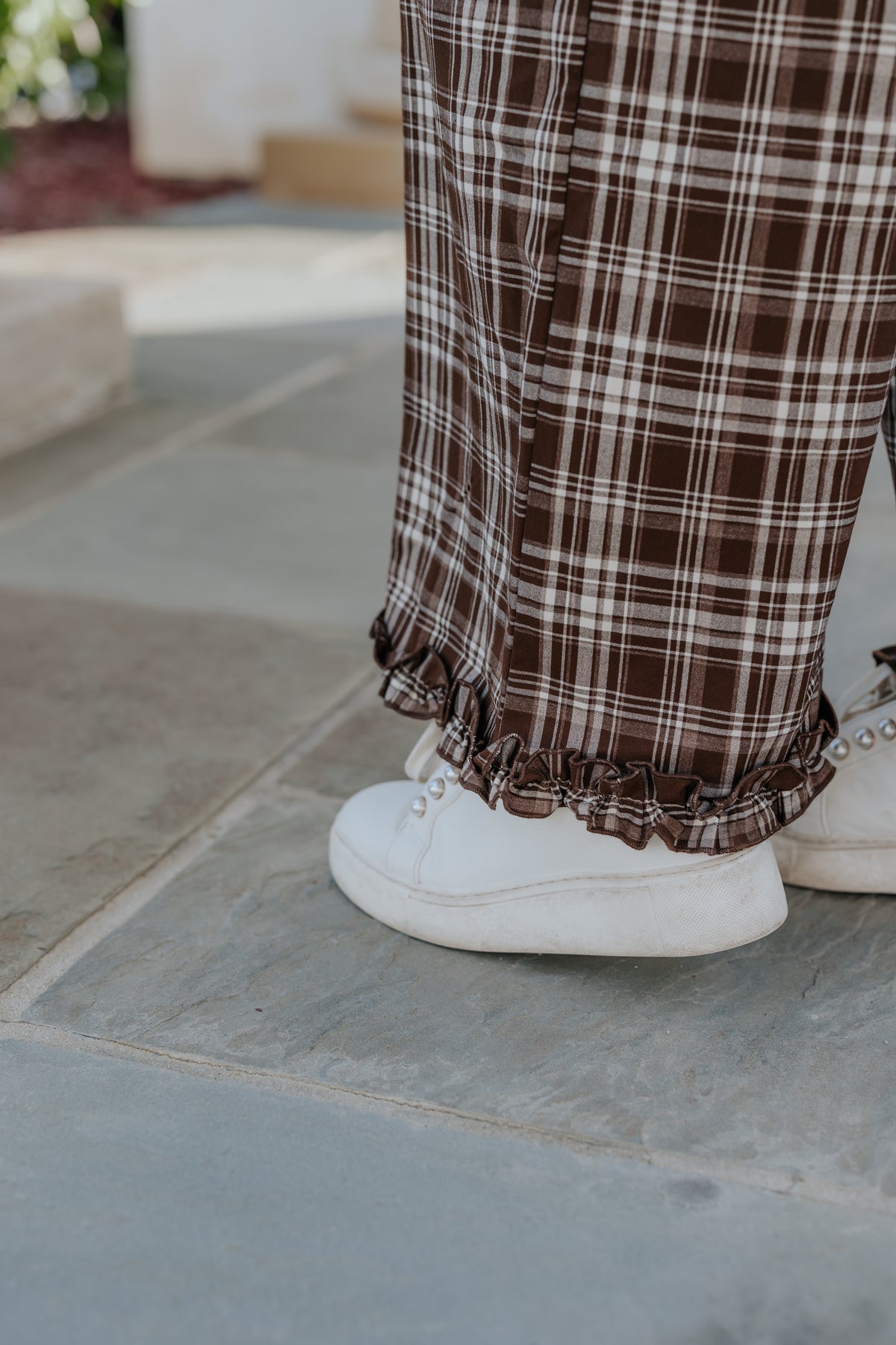 Now Boarding Plaid Wide Leg Pants